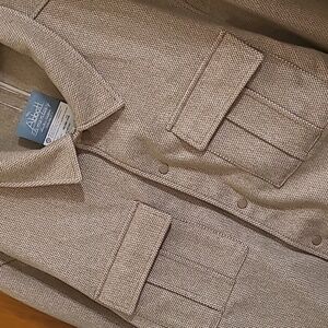 Abbott Elementary Men Long Sleeve Snap Front Jacket .. Light Oatmeal‎ .. XXL